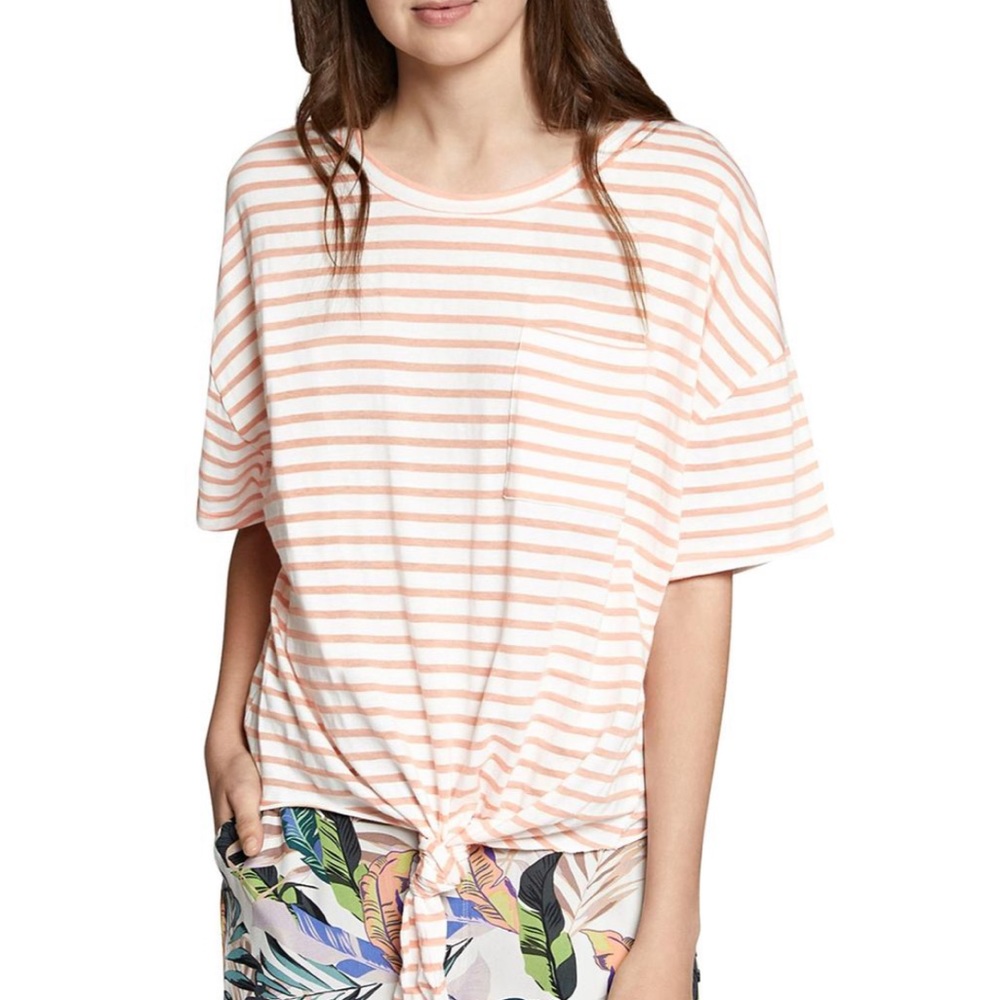 Sanctuary striped tie front tee